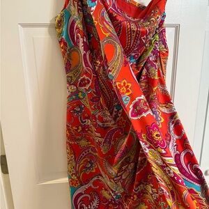 Lauren Ralph Lauren One-Shoulder Red Paisley Maxi Dress